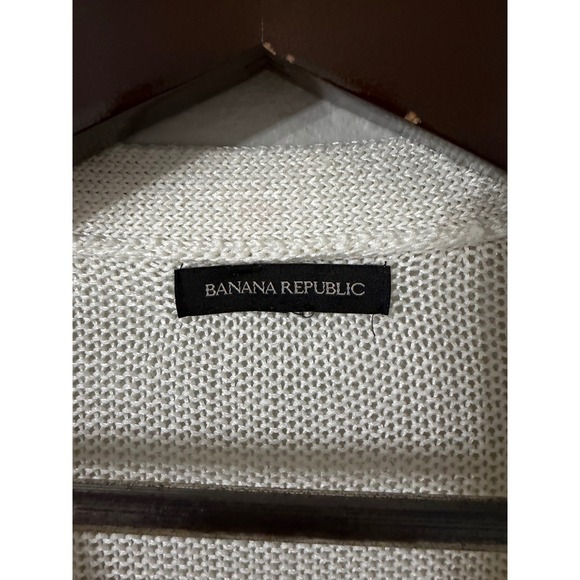 Banana Republic Womens Cream Linen Blend V Neck Button Up Cardigan Sweater XL - Picture 5 of 5